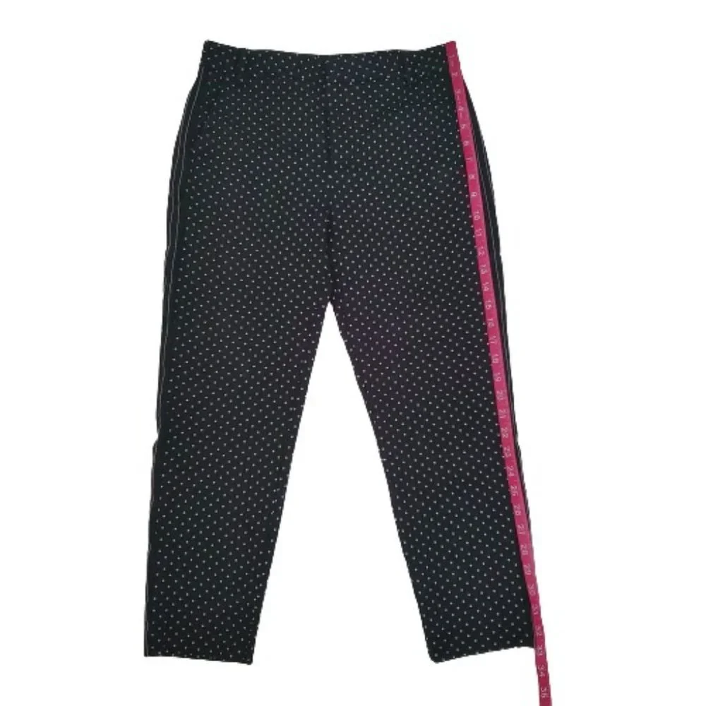 ZARA Basic Women's Polka Dot Striped Sides Flat Front Black Crop Pants Size XS - Picture 12 of 12